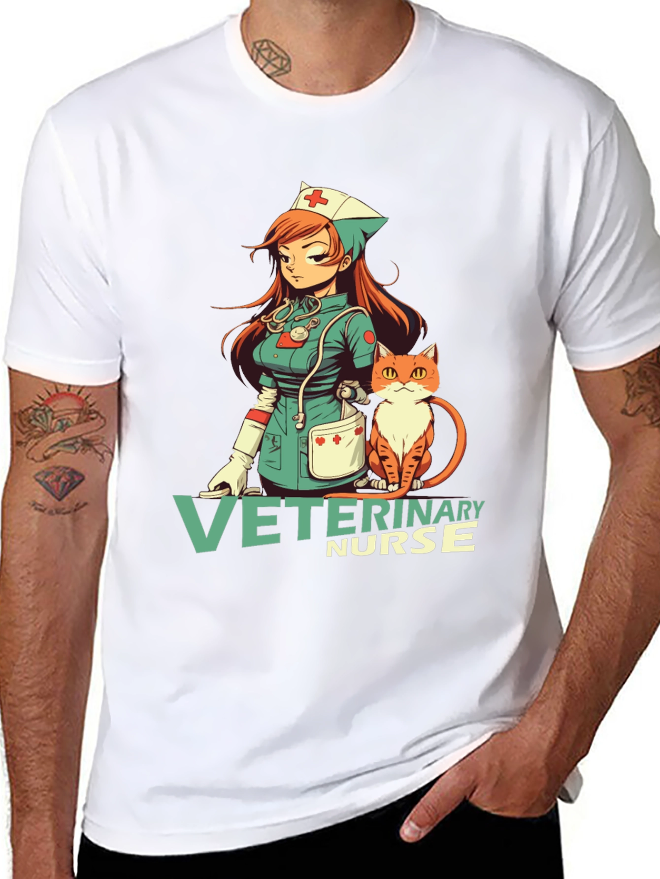 Camiseta Negra con Diseño Veterinario Anime