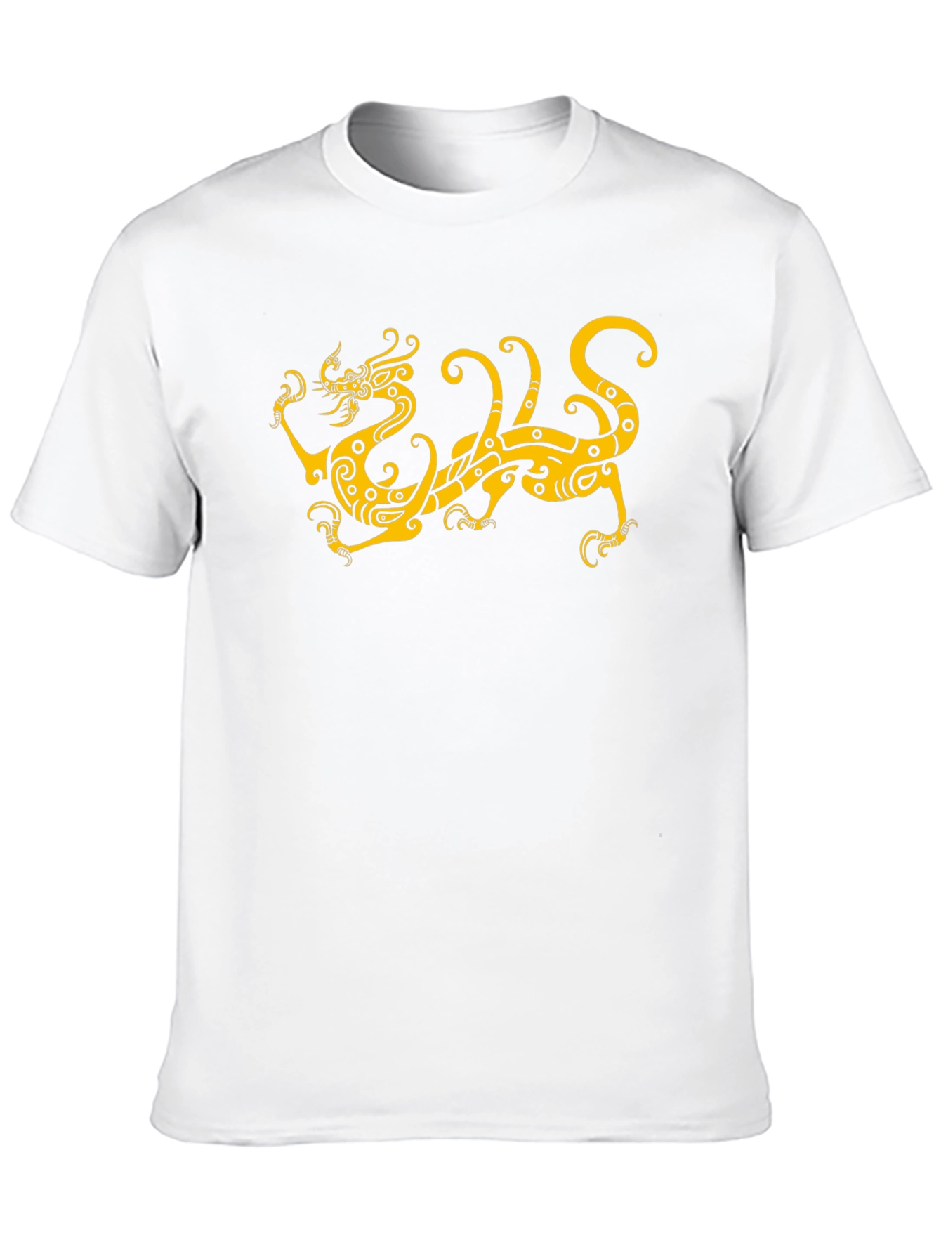 Camiseta Negra Dragón Dorado Estilizado