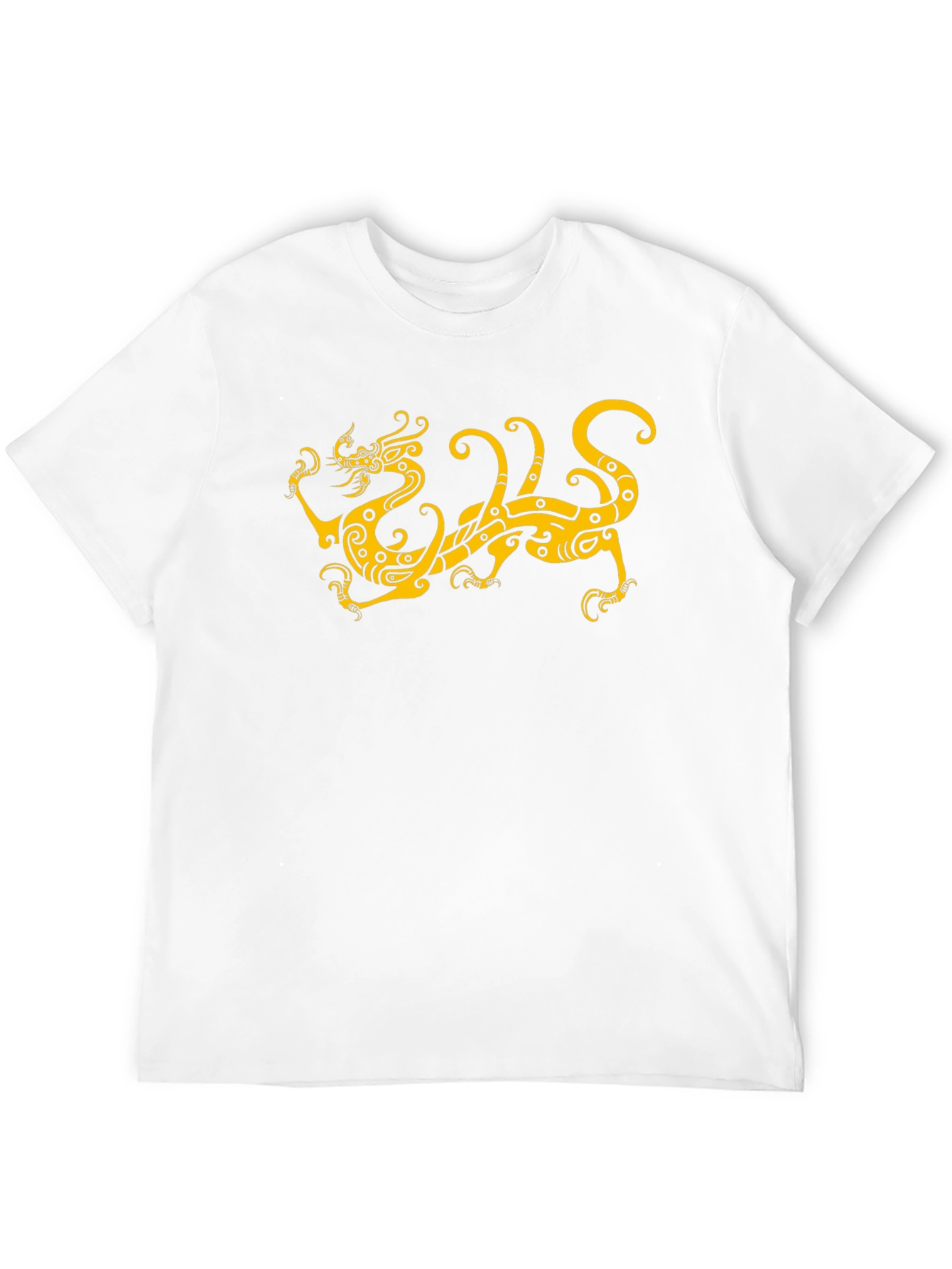 Camiseta Negra Dragón Dorado Estilizado
