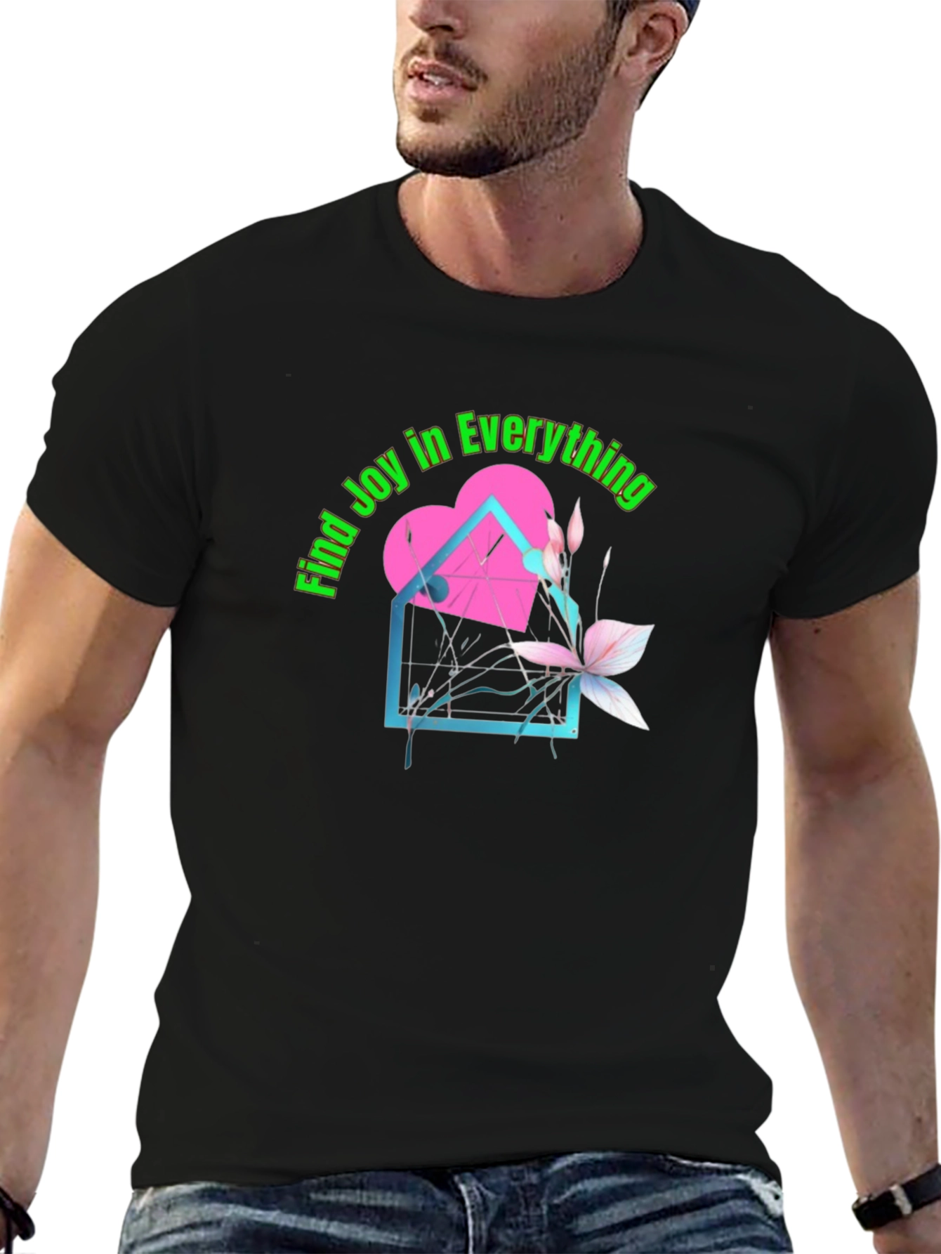 Camiseta Negra con Diseño Encuentra Alegría