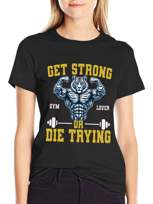 Camiseta Negra Gym Lover con Diseño de Tigre Musculoso