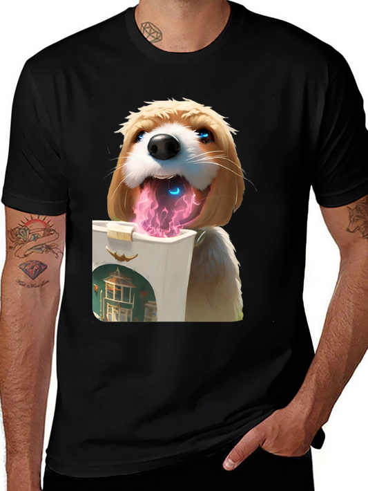 Camiseta Negra con Diseño de Perro Digital