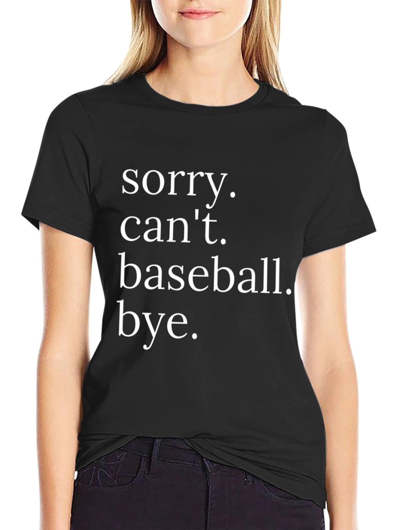 Camiseta Negra con Estampa: Sorry Cant. Baseball. Bye.