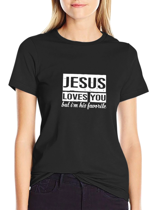 Camiseta Negra con Diseño Gracioso de Jesús