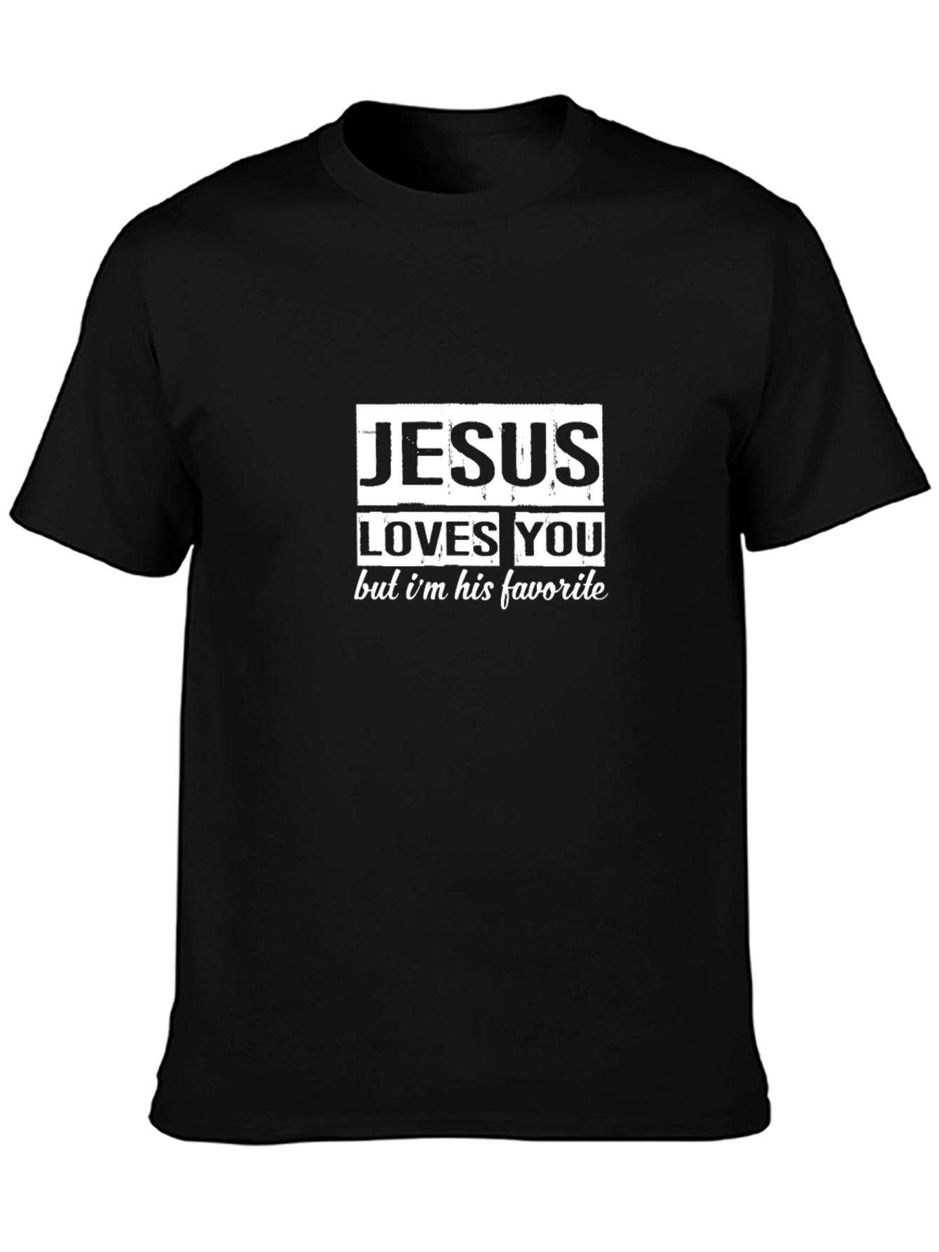 Camiseta Negra con Diseño Gracioso de Jesús