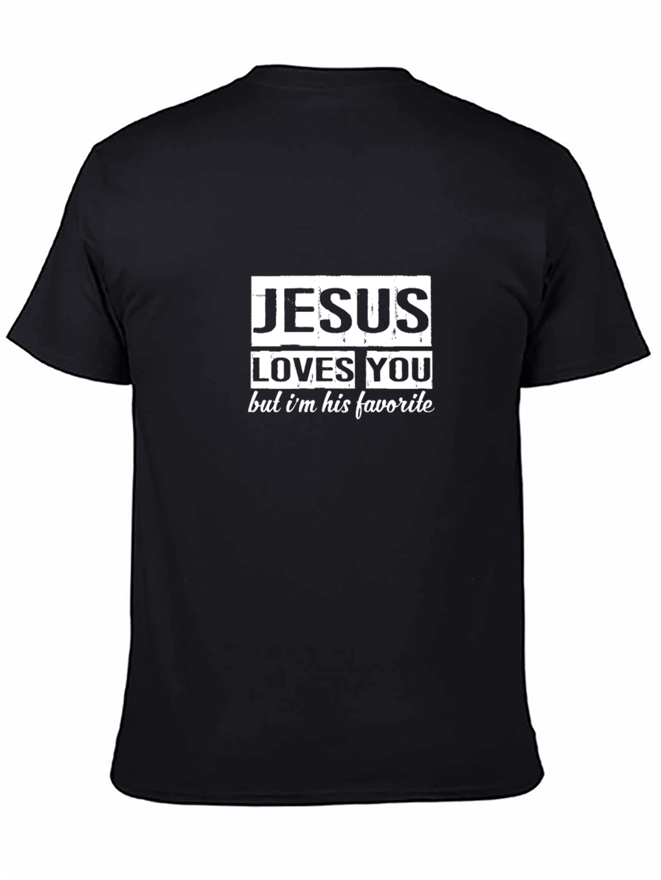 Camiseta Negra con Diseño Gracioso de Jesús