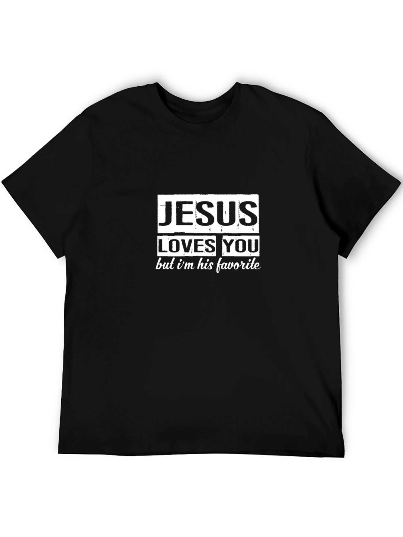 Camiseta Negra con Diseño Gracioso de Jesús