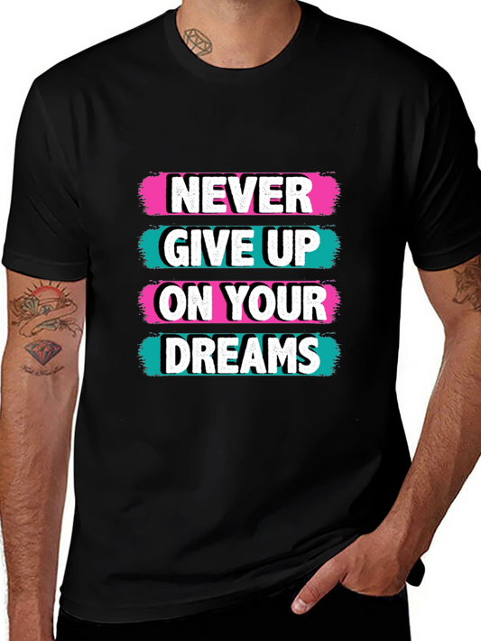 Camiseta Negra con Diseño Motivacional Never Give Up