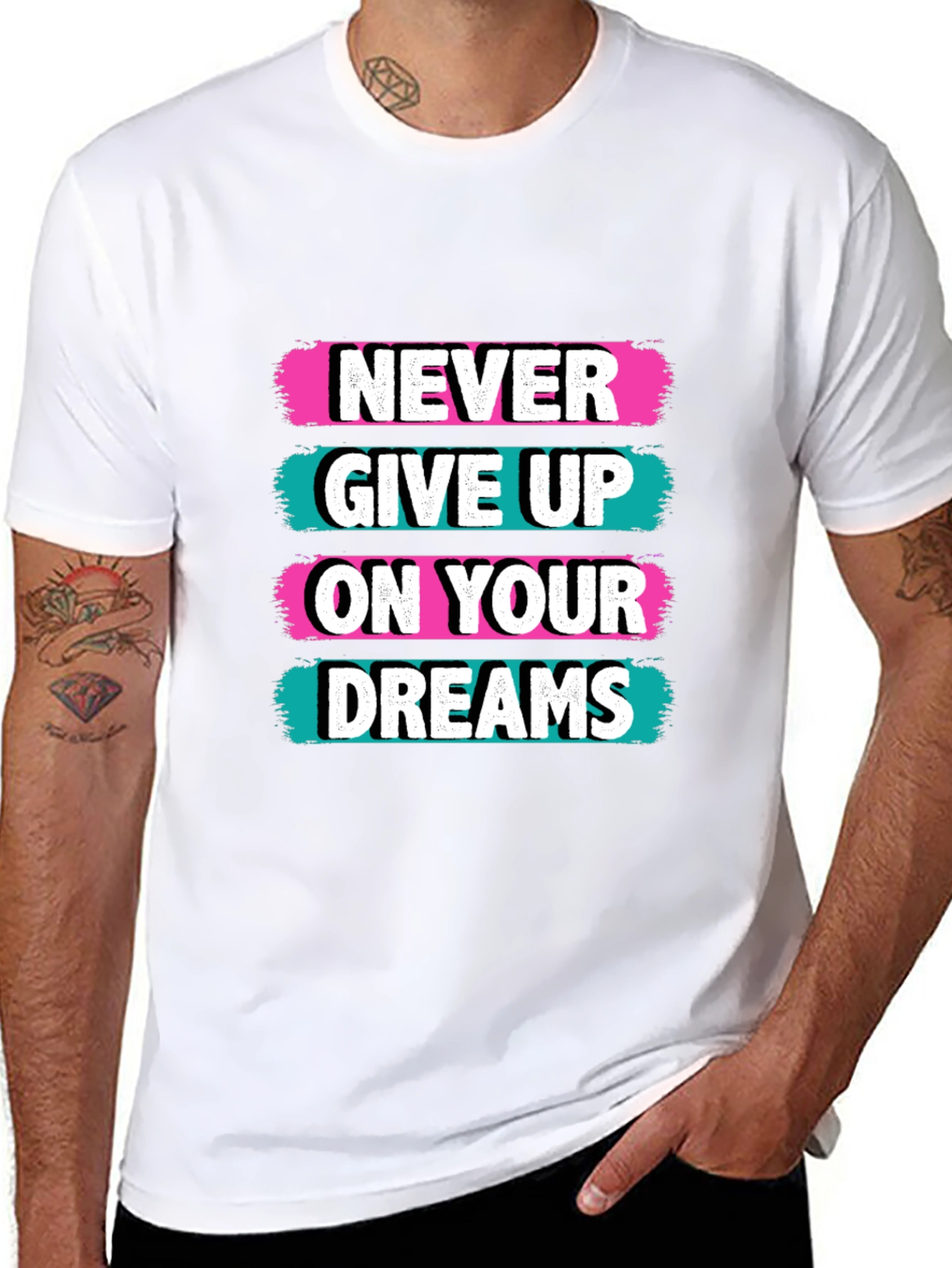 Camiseta Negra con Diseño Motivacional Never Give Up