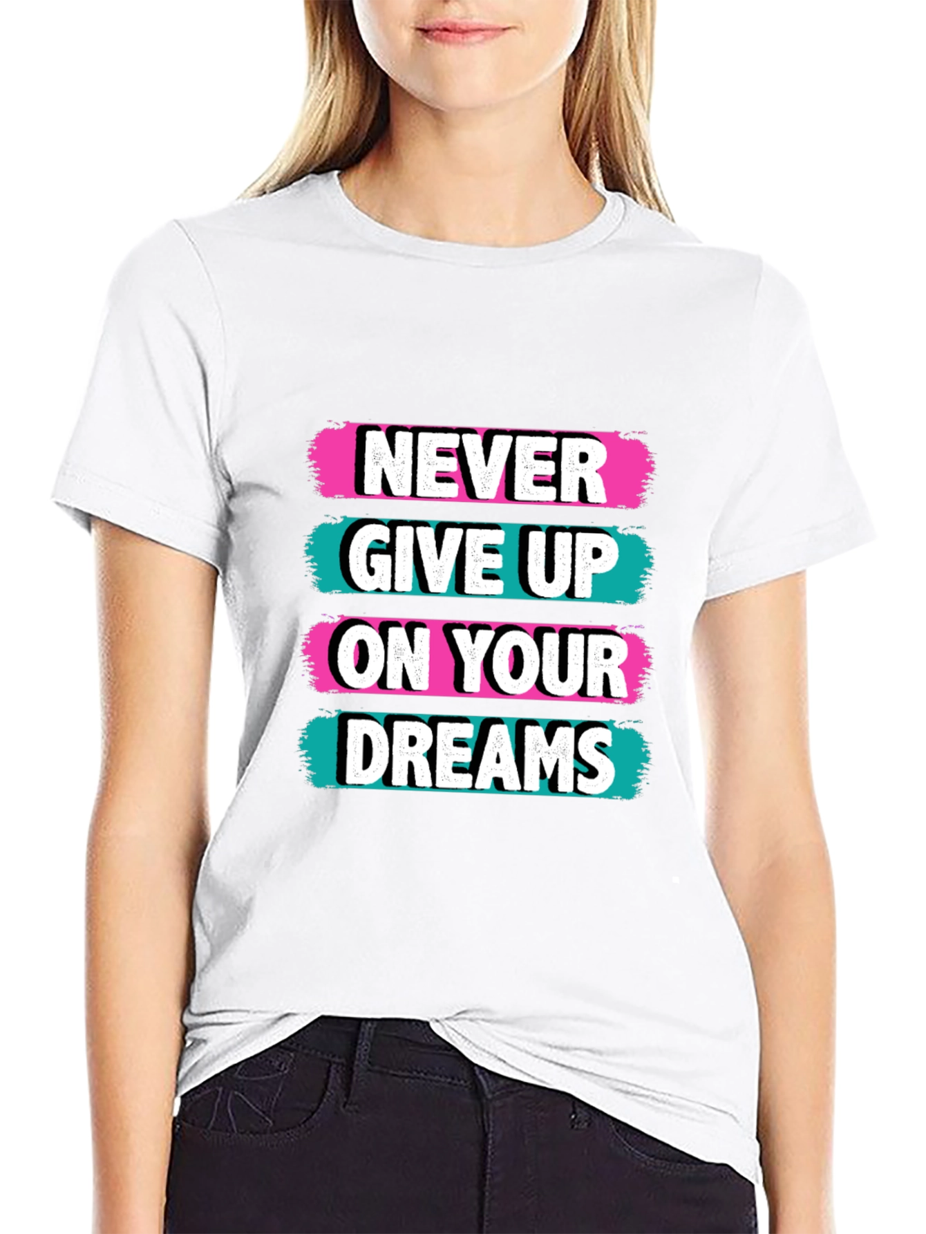 Camiseta Negra con Diseño Motivacional Never Give Up