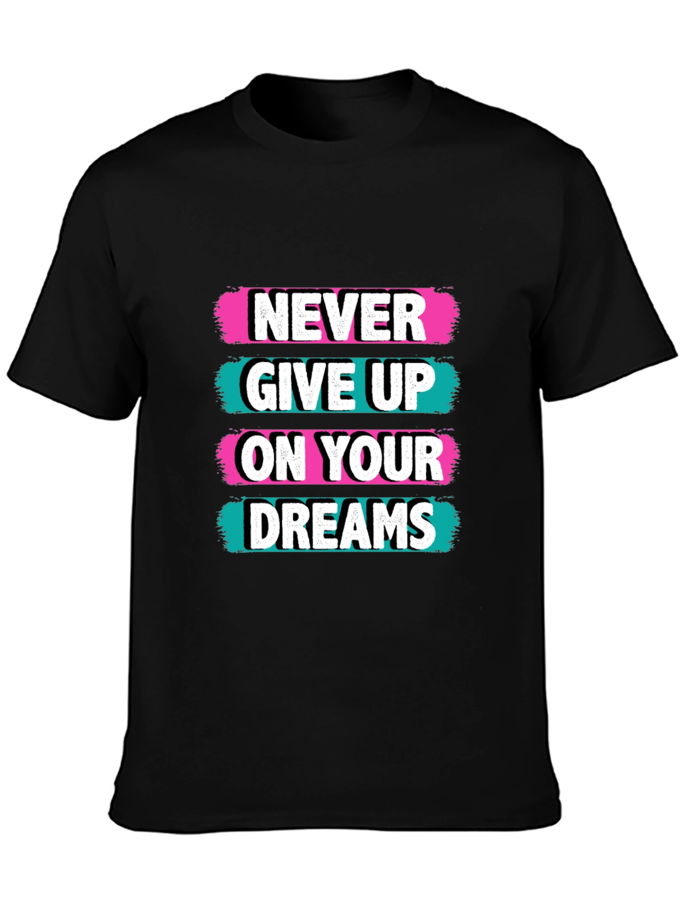 Camiseta Negra con Diseño Motivacional Never Give Up