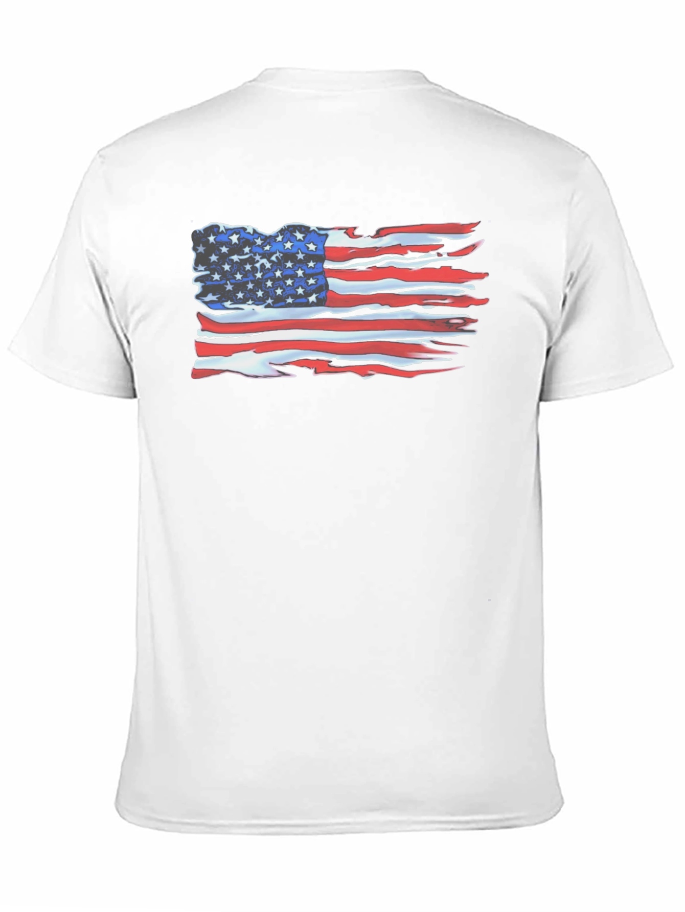 Camiseta Negra con Bandera Americana Desgastada