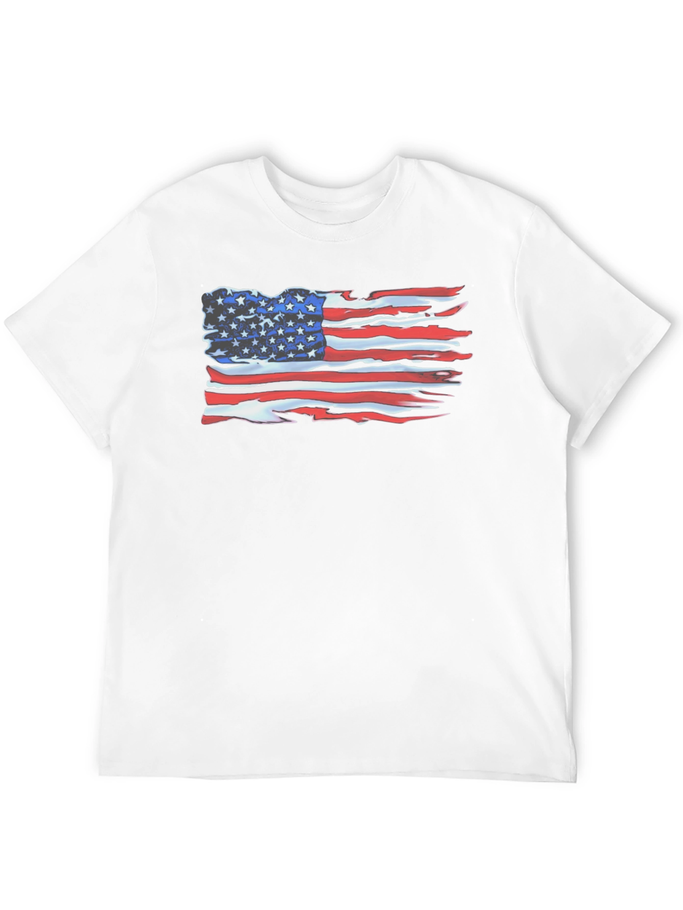 Camiseta Negra con Bandera Americana Desgastada