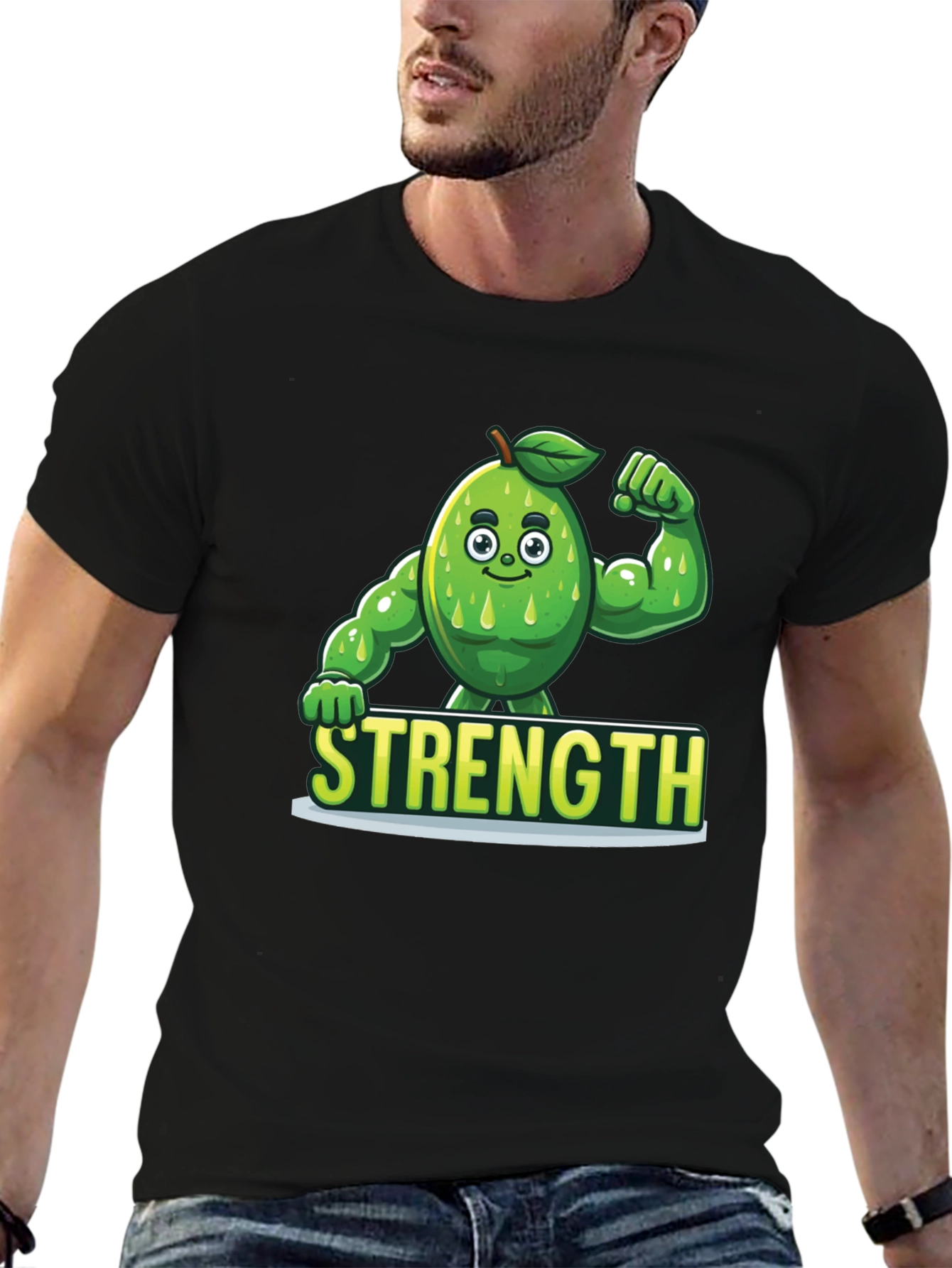 Camiseta Negra de Aguacate Musculoso - Fuerza