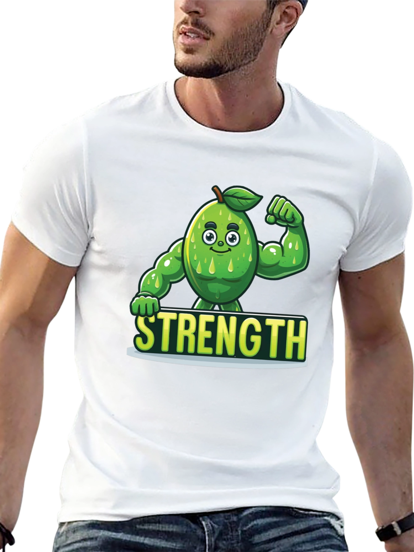 Camiseta Negra de Aguacate Musculoso - Fuerza