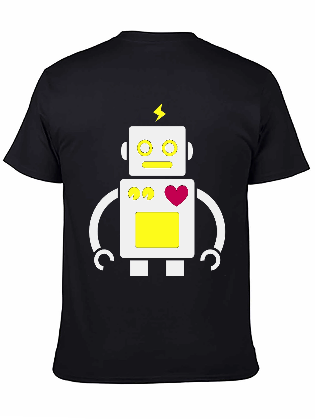 Camiseta Negra con Diseño de Robot Divertido