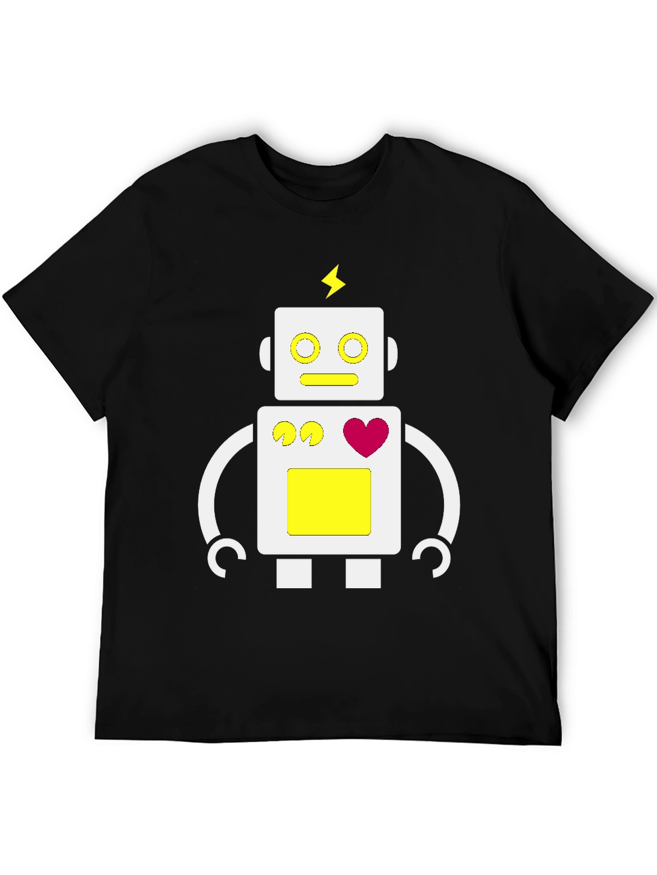 Camiseta Negra con Diseño de Robot Divertido