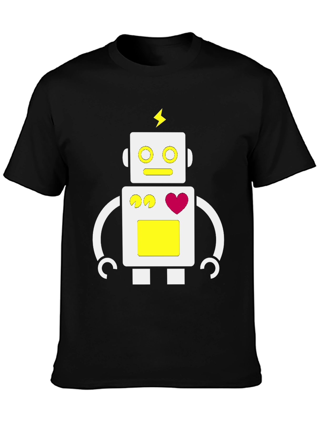 Camiseta Negra con Diseño de Robot Divertido