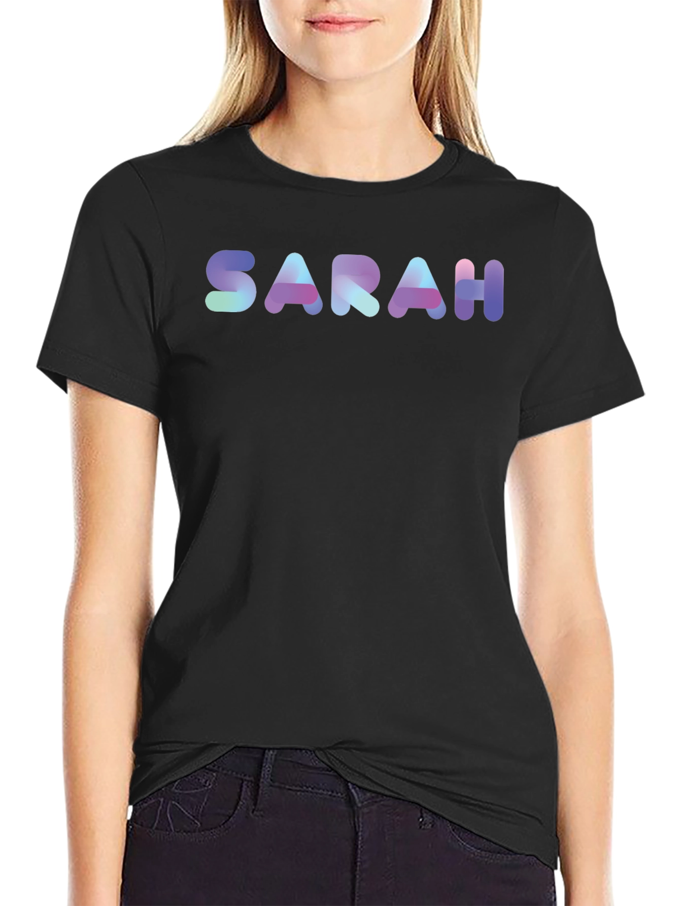 Camiseta Negra Personalizada SARAH Degradado