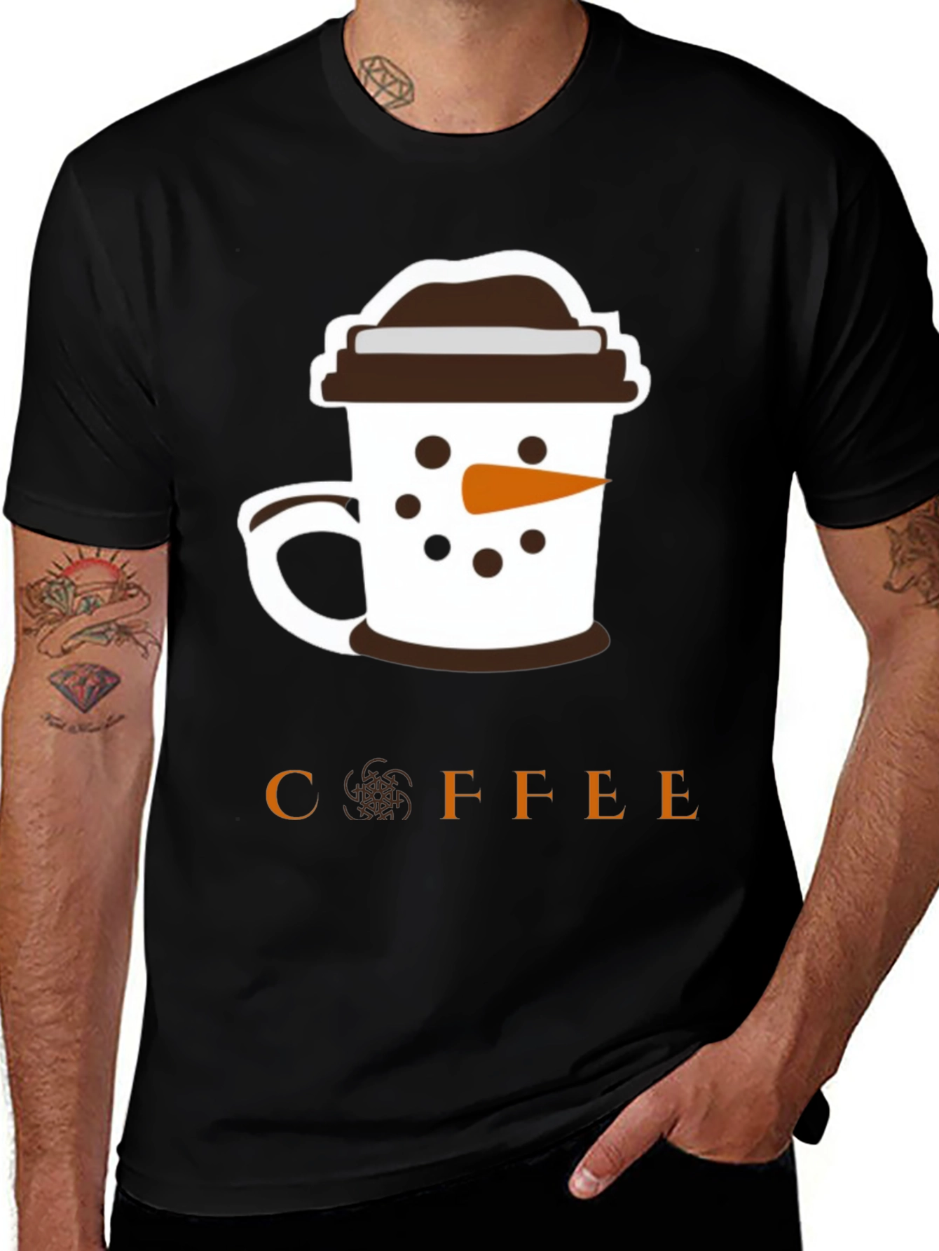 Camiseta Negra Coffee Snowman