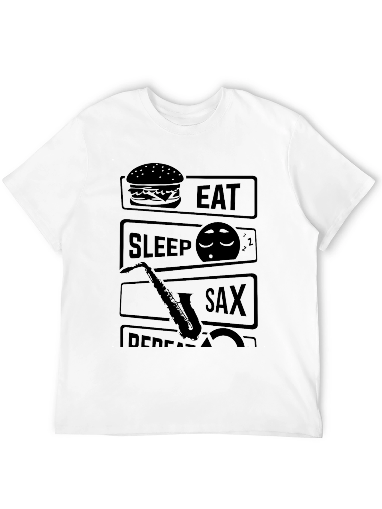 Camiseta Negra Hombre - Eat Sleep Sax Repeat