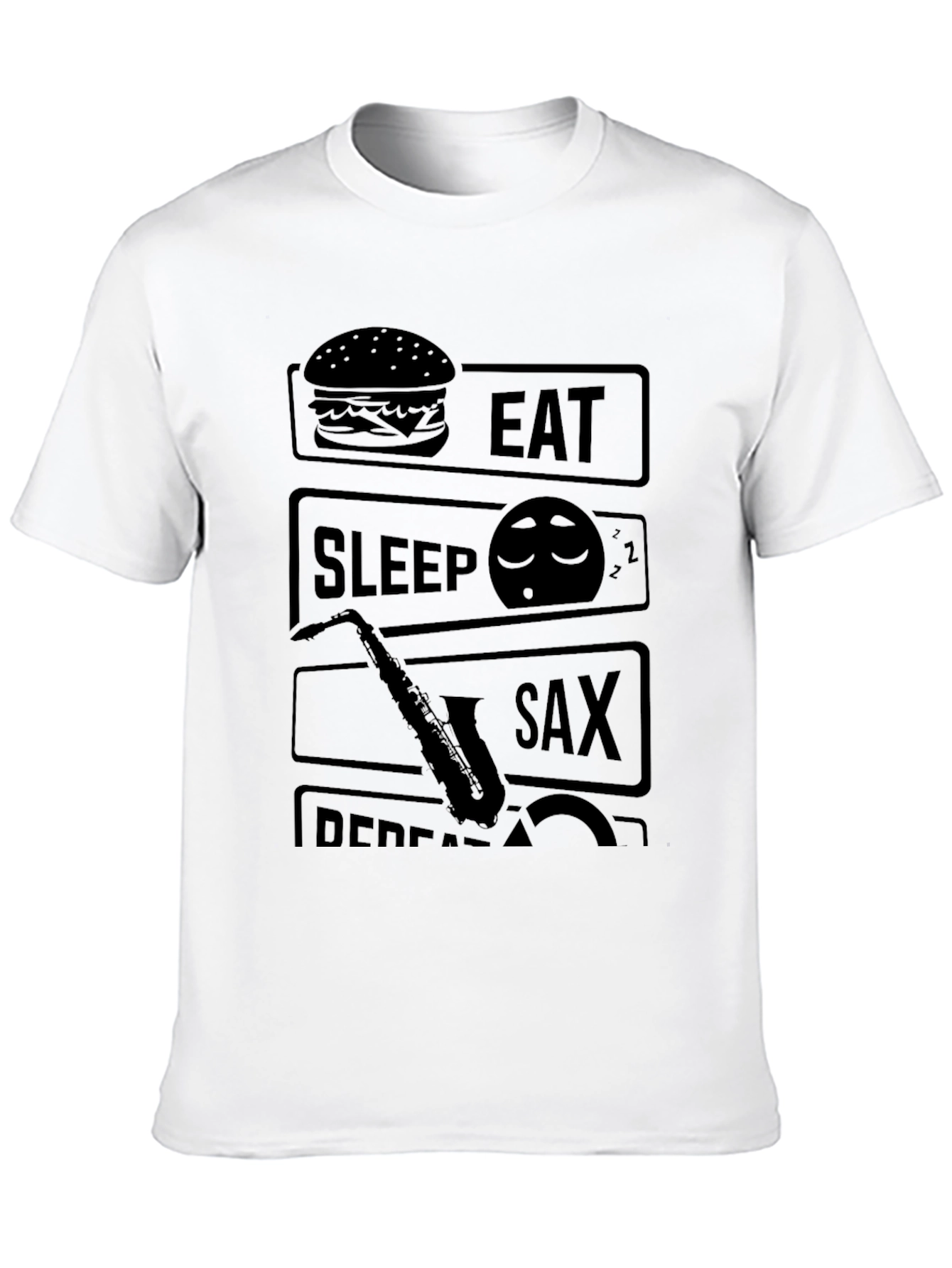 Camiseta Negra Hombre - Eat Sleep Sax Repeat