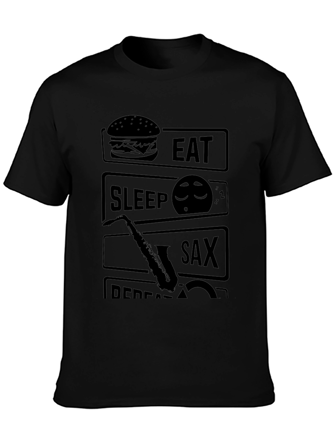 Camiseta Negra Hombre - Eat Sleep Sax Repeat