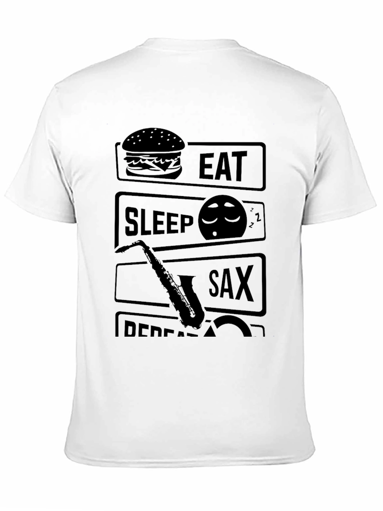 Camiseta Negra Hombre - Eat Sleep Sax Repeat