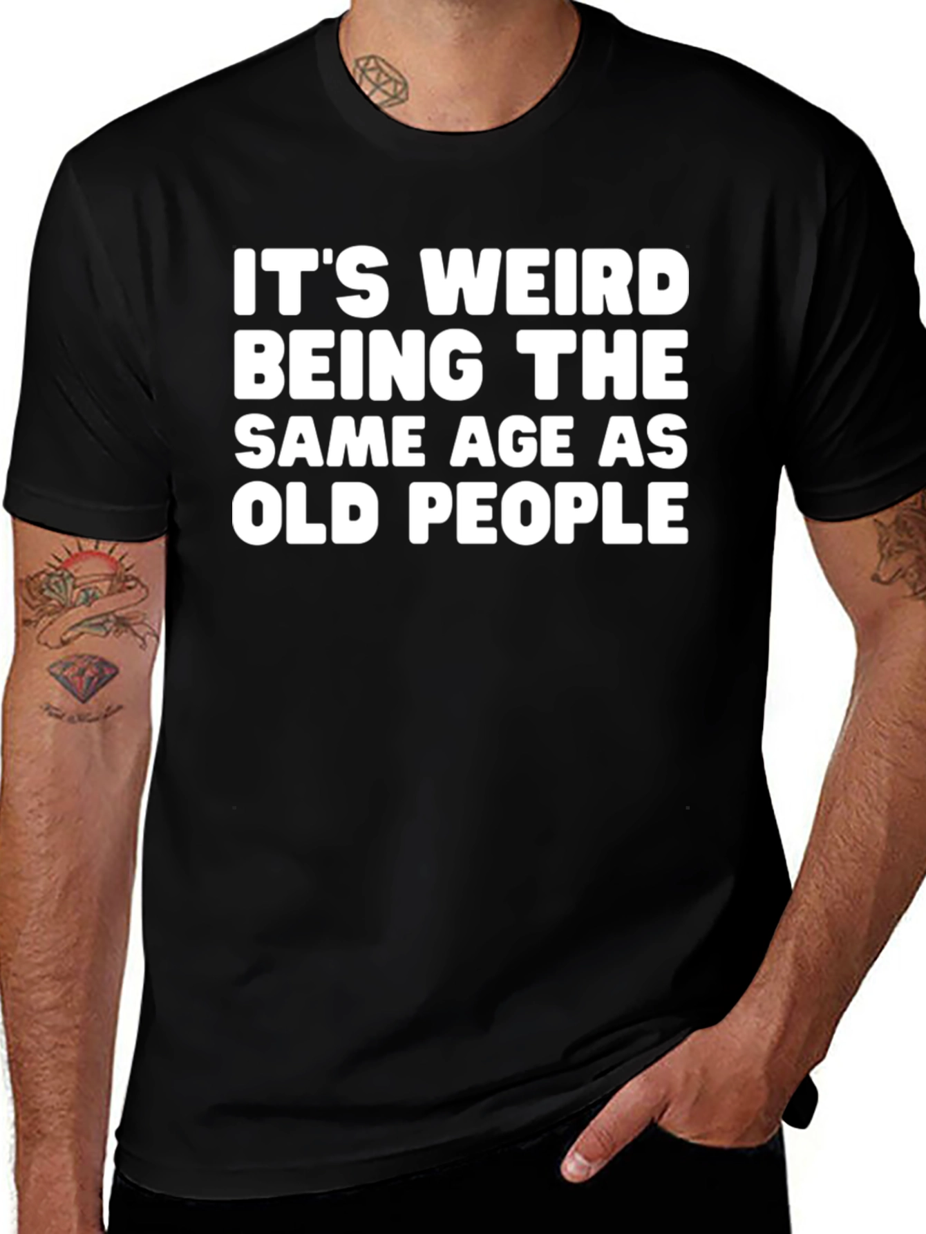 Camiseta Negra Humor Edad Viejo