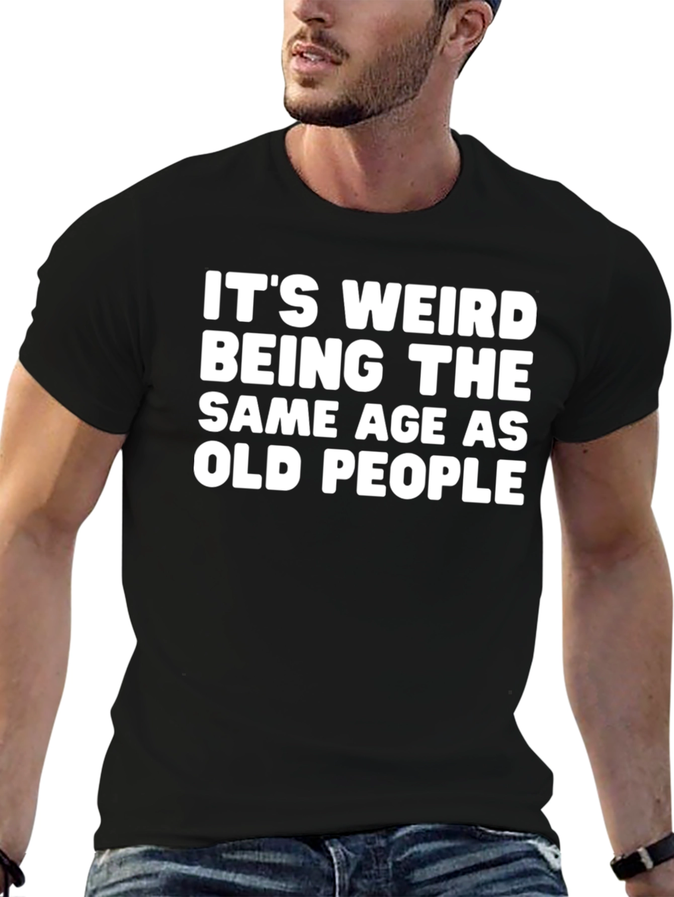 Camiseta Negra Humor Edad Viejo