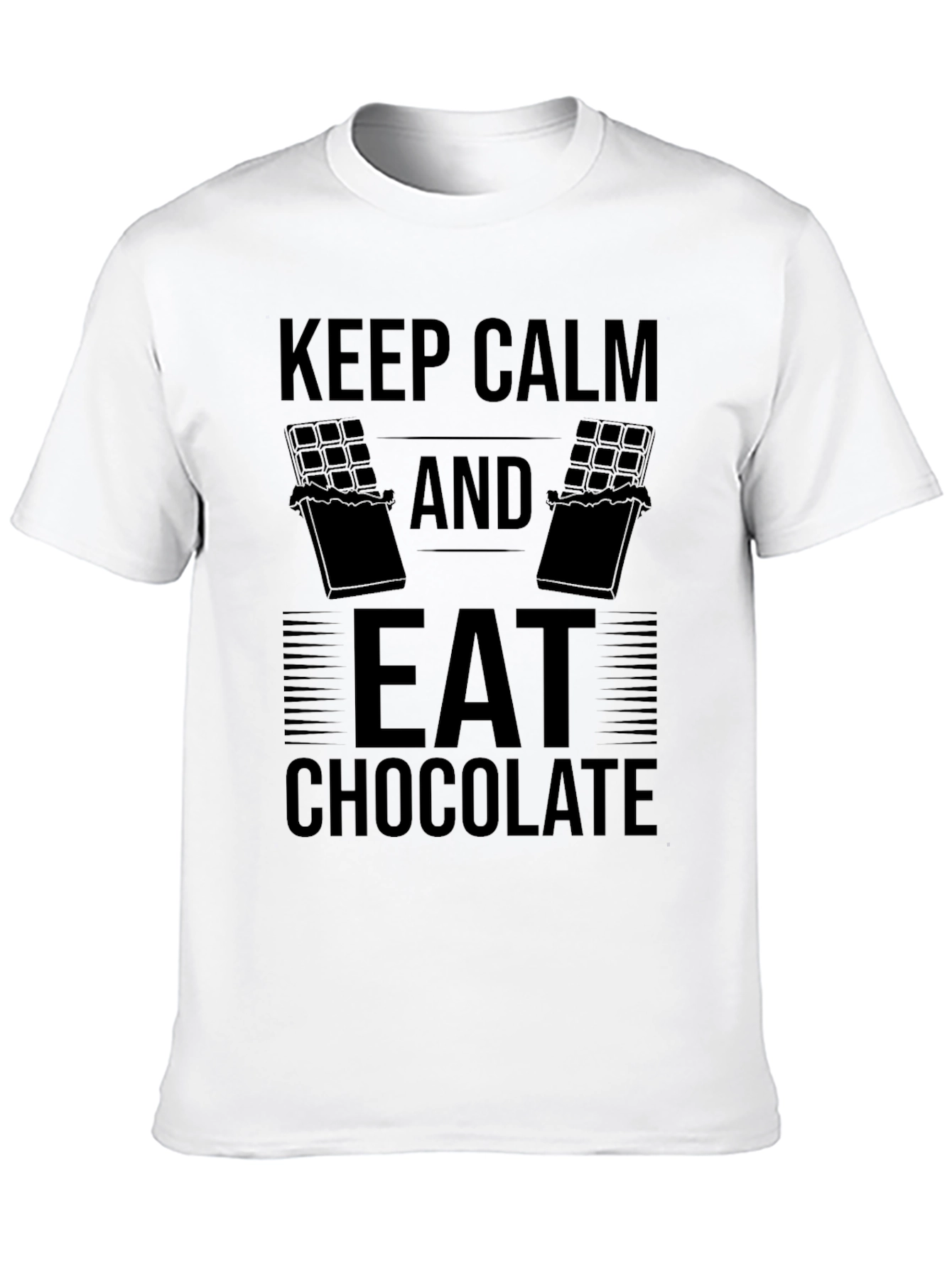 Camiseta Negra: Keep Calm and Eat Chocolate