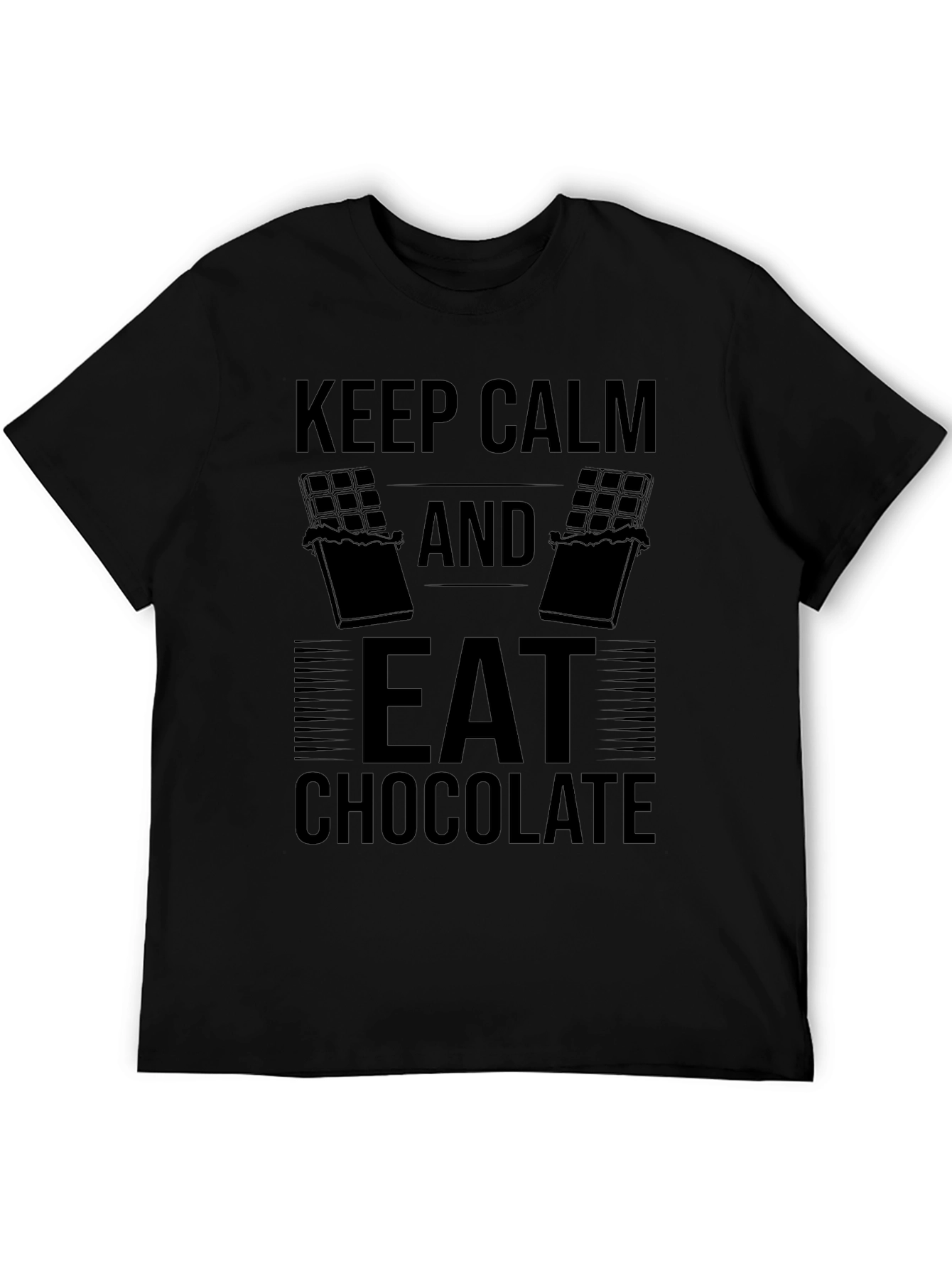 Camiseta Negra: Keep Calm and Eat Chocolate