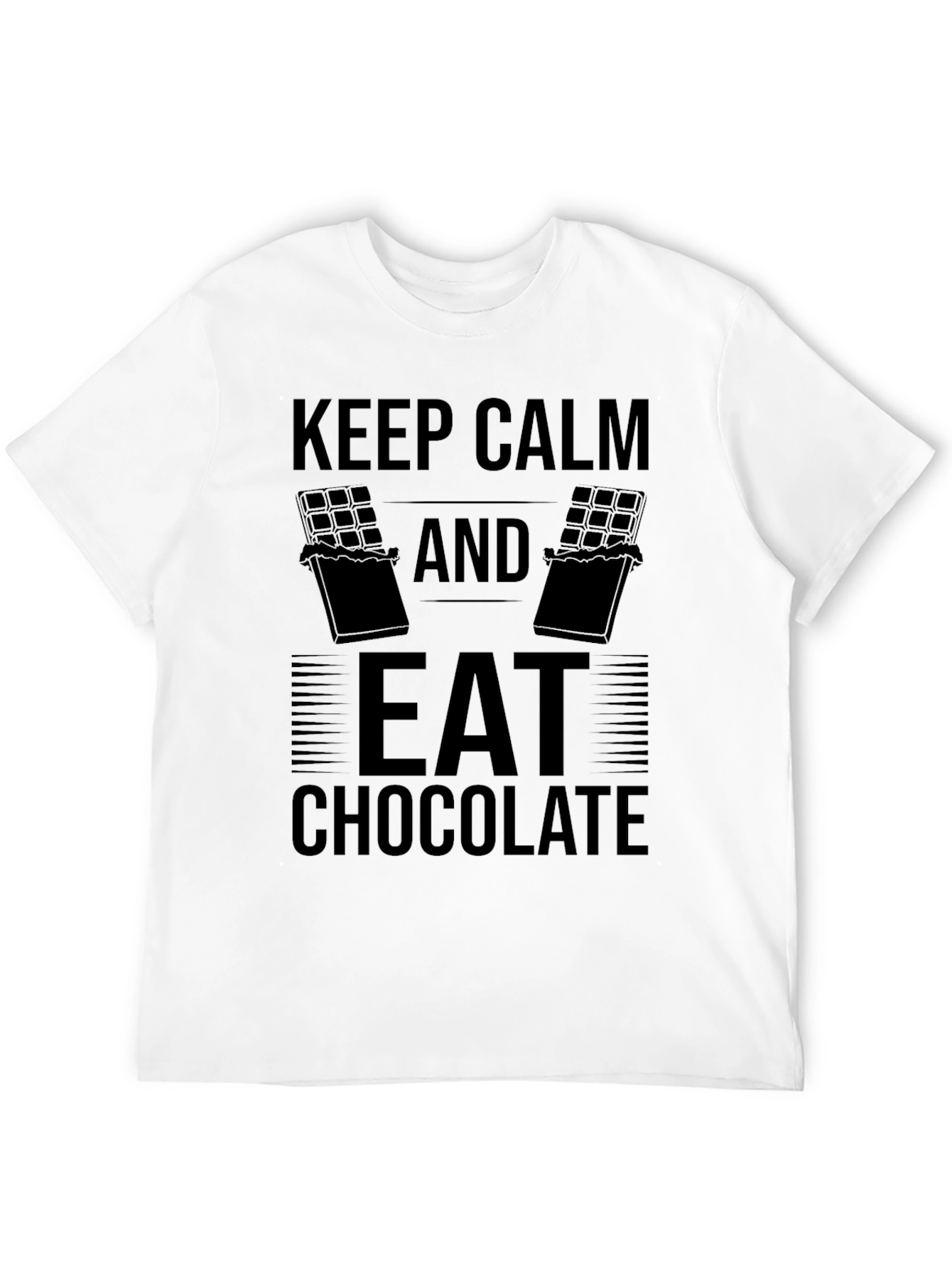 Camiseta Negra: Keep Calm and Eat Chocolate