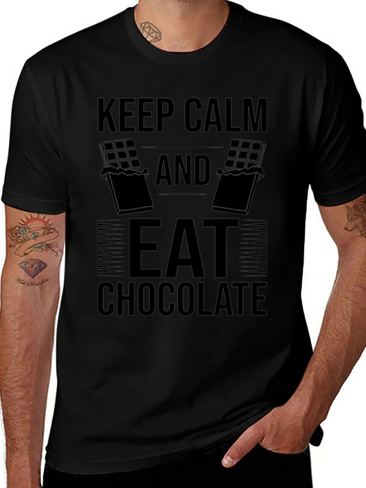 Camiseta Negra: Keep Calm and Eat Chocolate