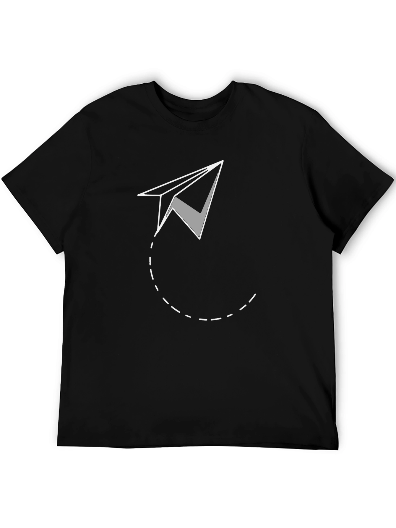Camiseta Negra con Avión de Papel - Estilo Casual
