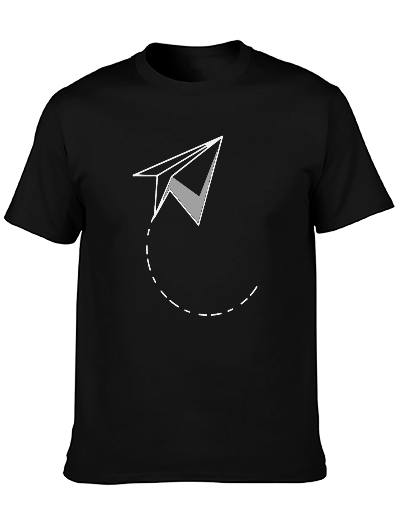 Camiseta Negra con Avión de Papel - Estilo Casual