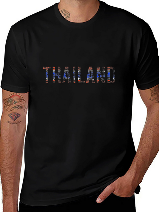 Camiseta Negra Hombre - Diseño Thailand Bandera