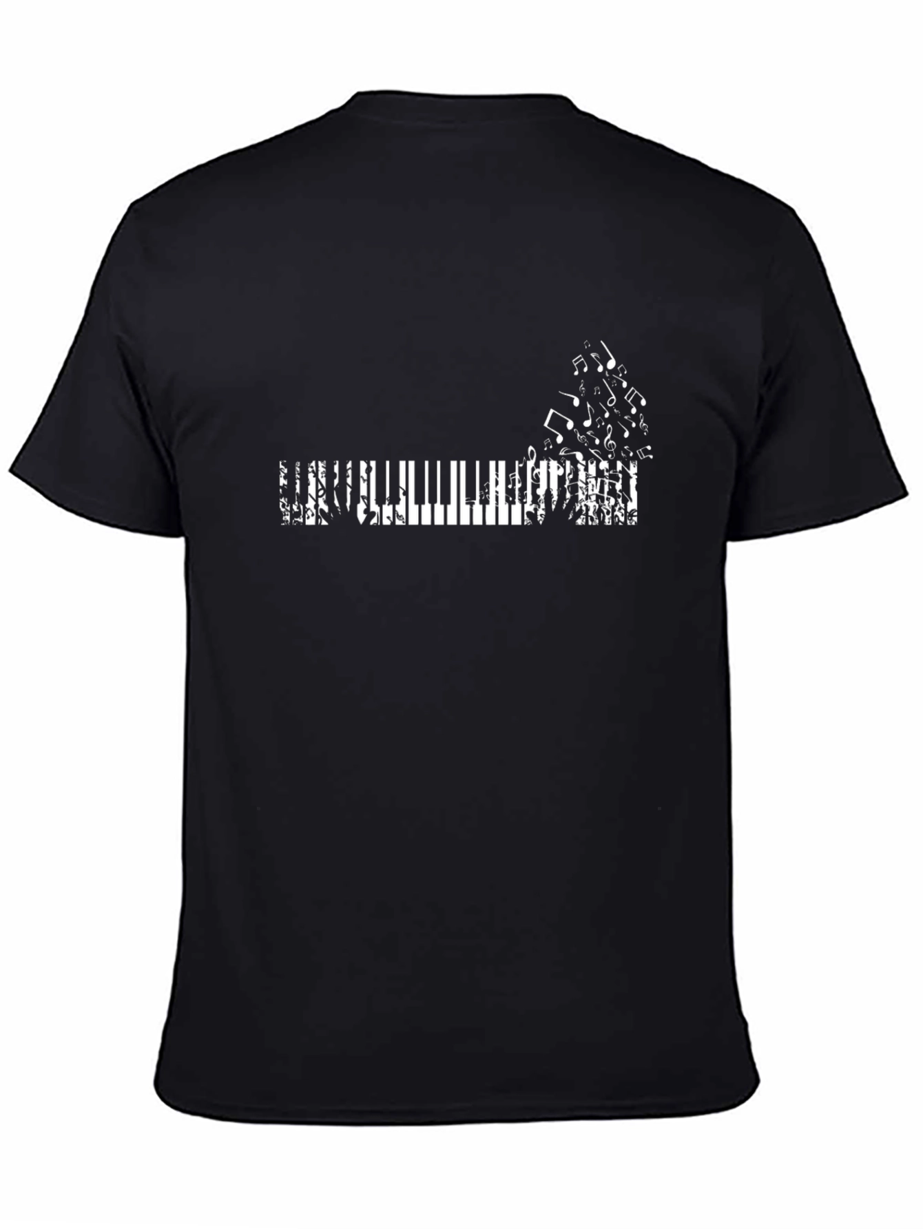 Camiseta Negra Estampado Teclas de Piano Música