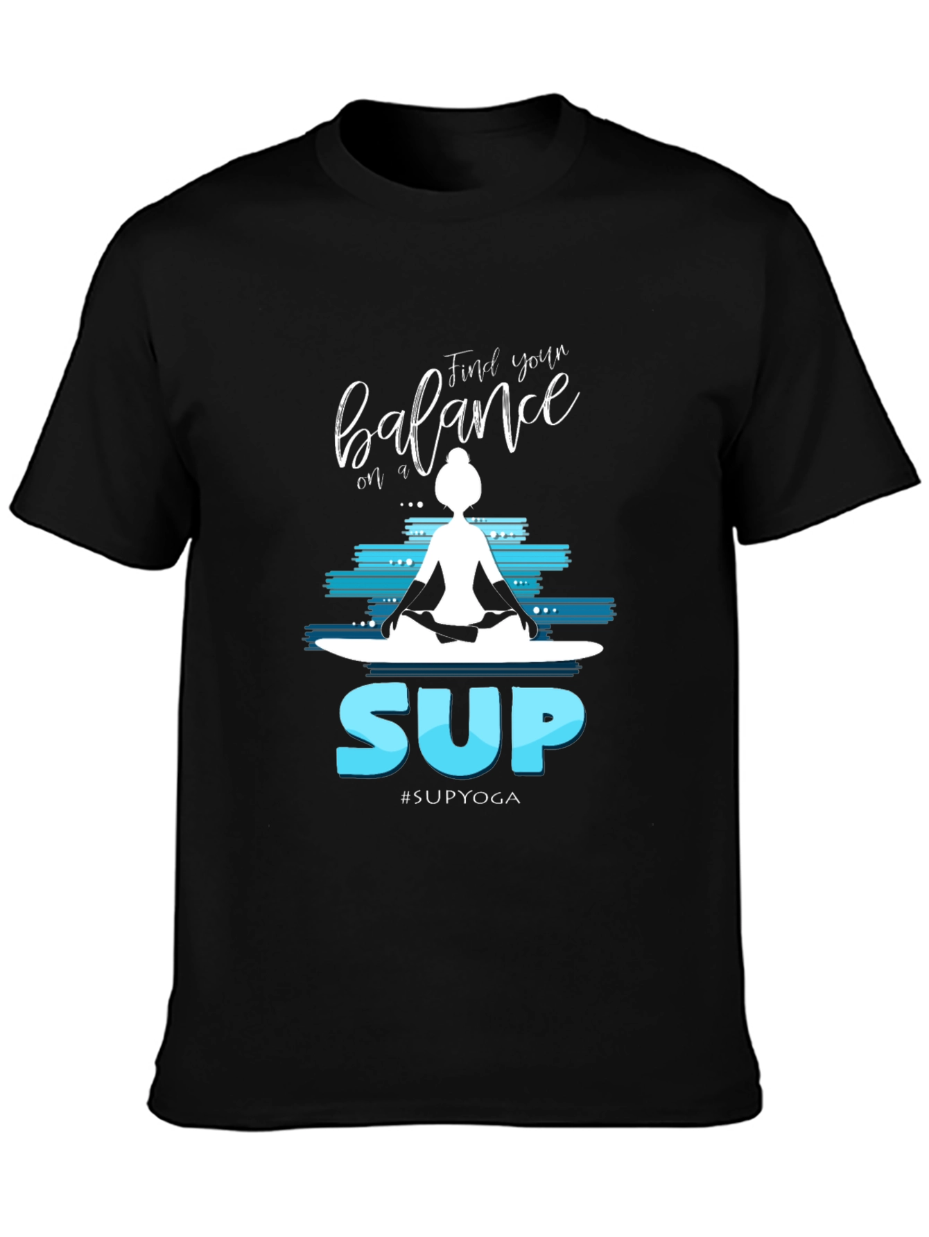 Camiseta Negra Estampada Yoga SUP para Hombre