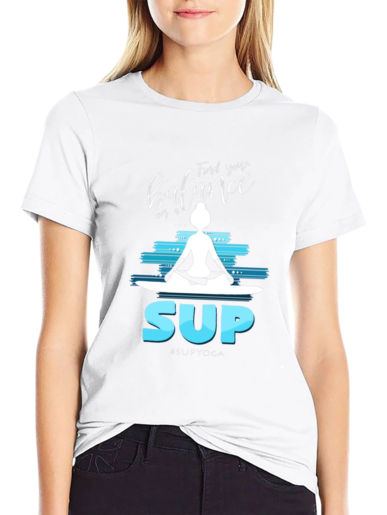 Camiseta Negra Estampada Yoga SUP para Hombre