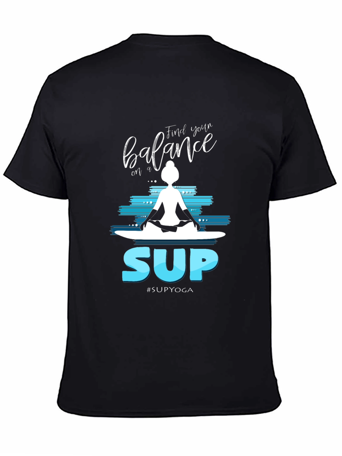 Camiseta Negra Estampada Yoga SUP para Hombre