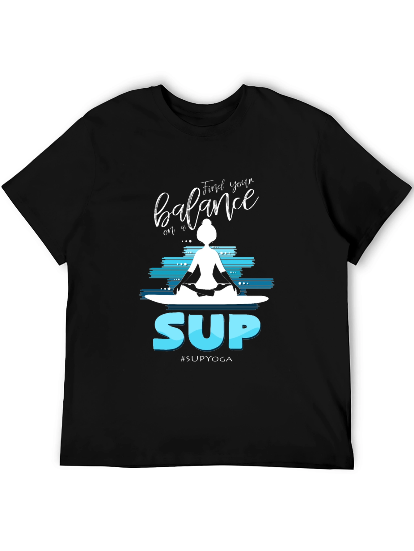 Camiseta Negra Estampada Yoga SUP para Hombre