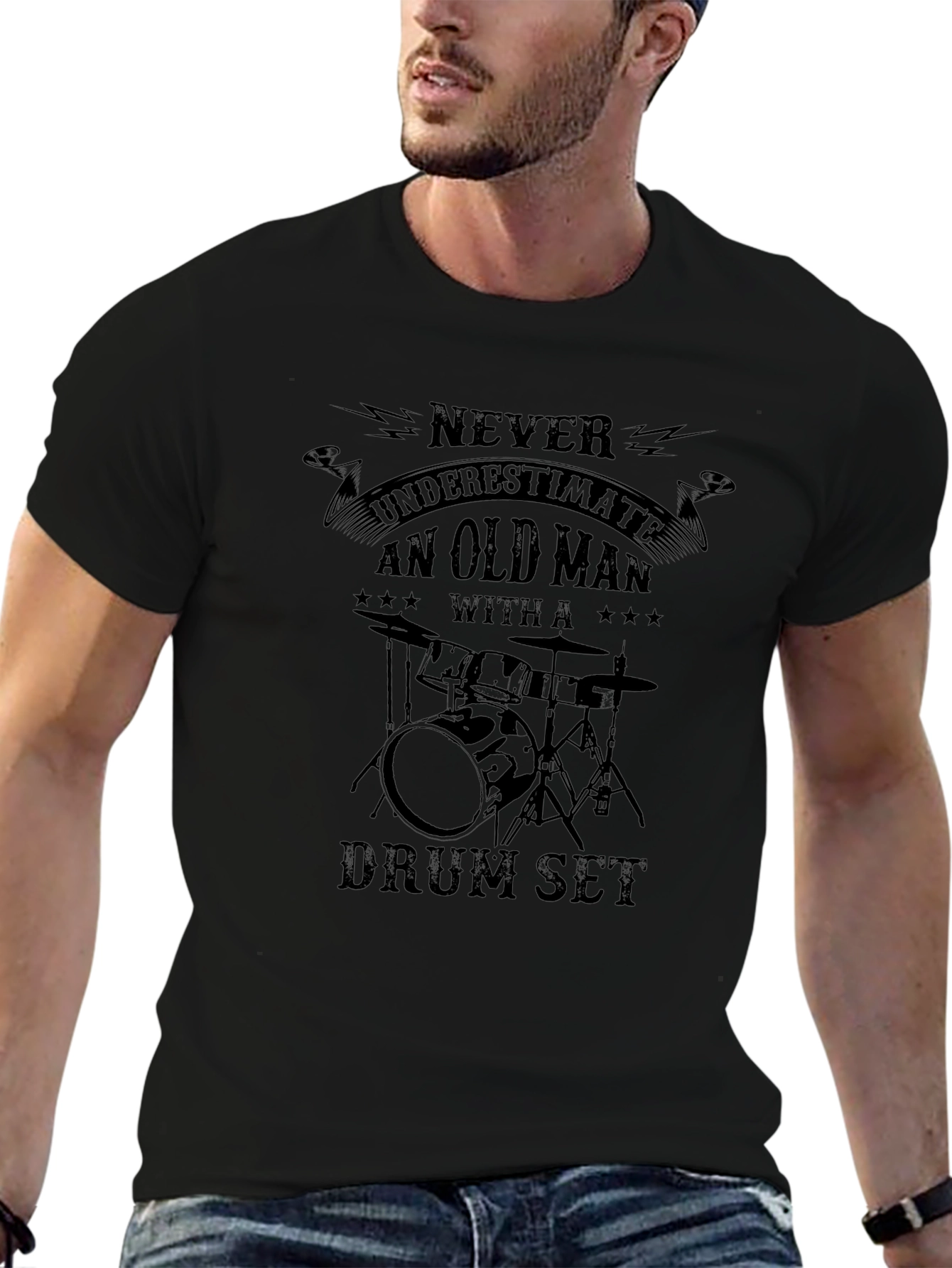 Camiseta Negra: Nunca Subestimes a un Baterista