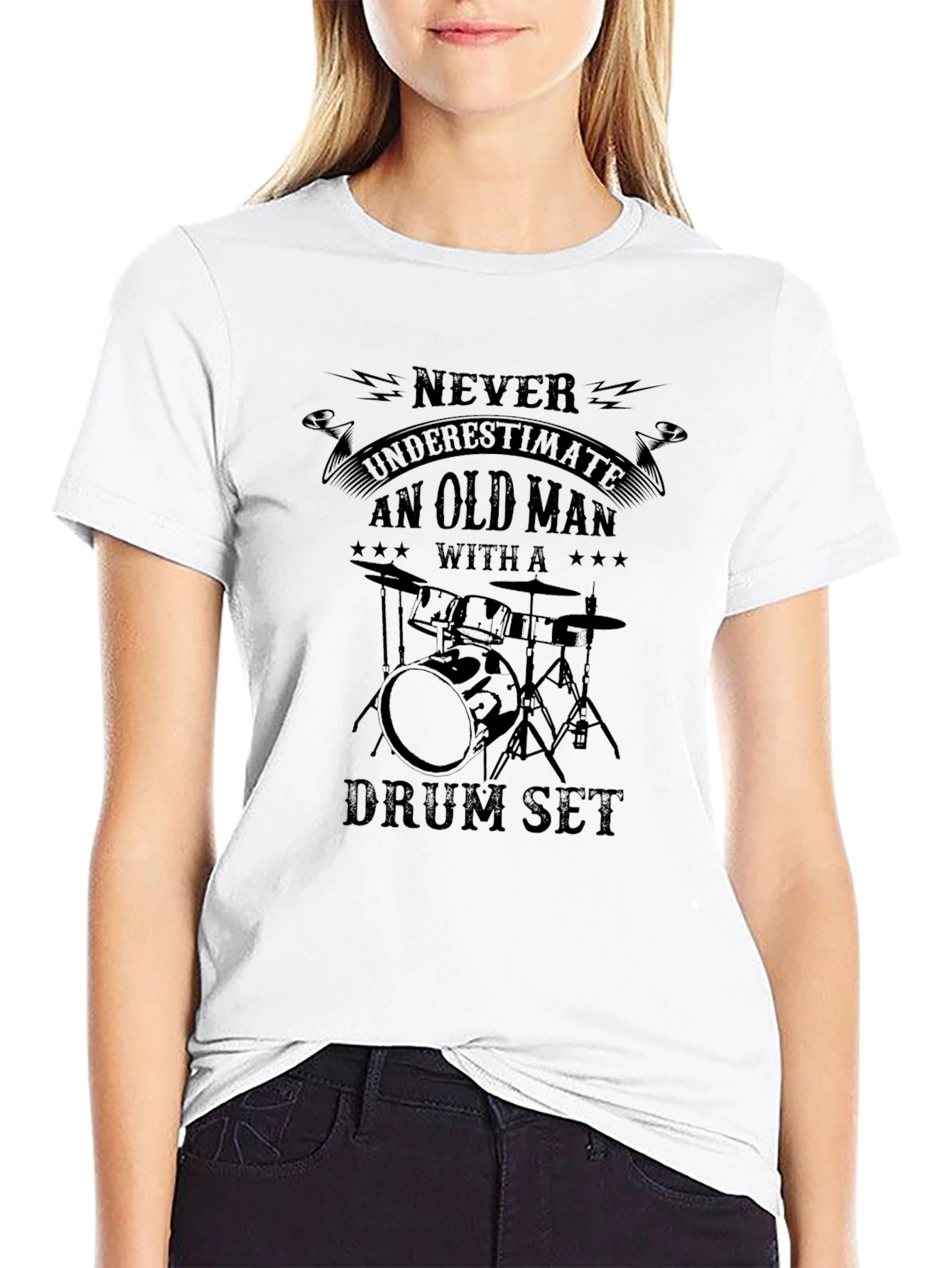 Camiseta Negra: Nunca Subestimes a un Baterista