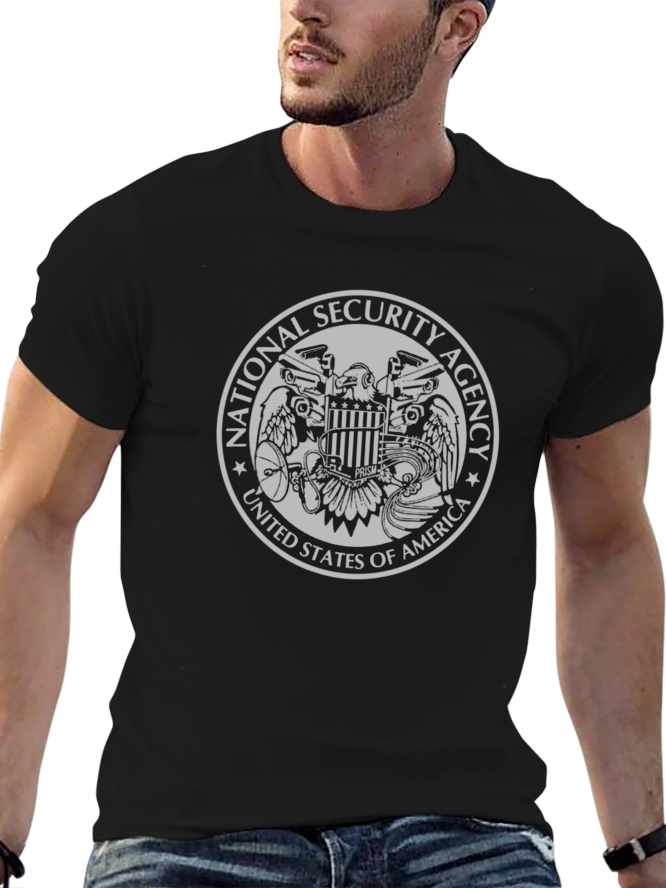 Camiseta Negra con Diseño de la NSA