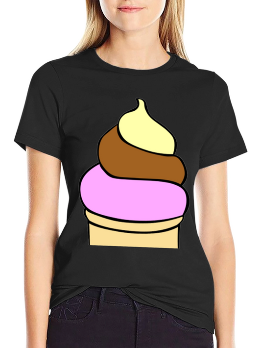 Camiseta Negra con Diseño de Helado