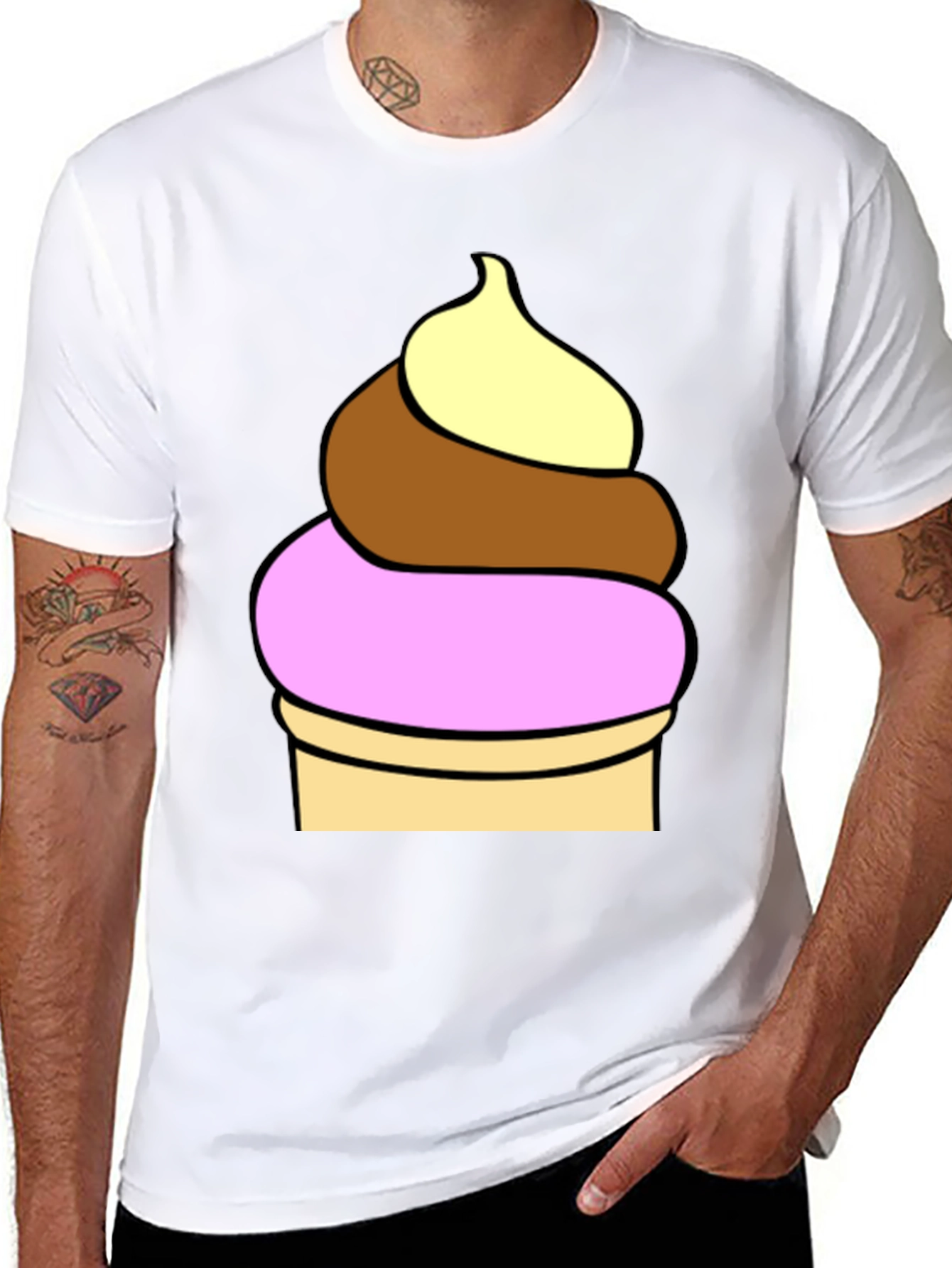 Camiseta Negra con Diseño de Helado