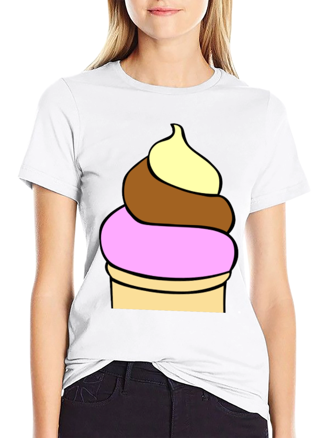 Camiseta Negra con Diseño de Helado