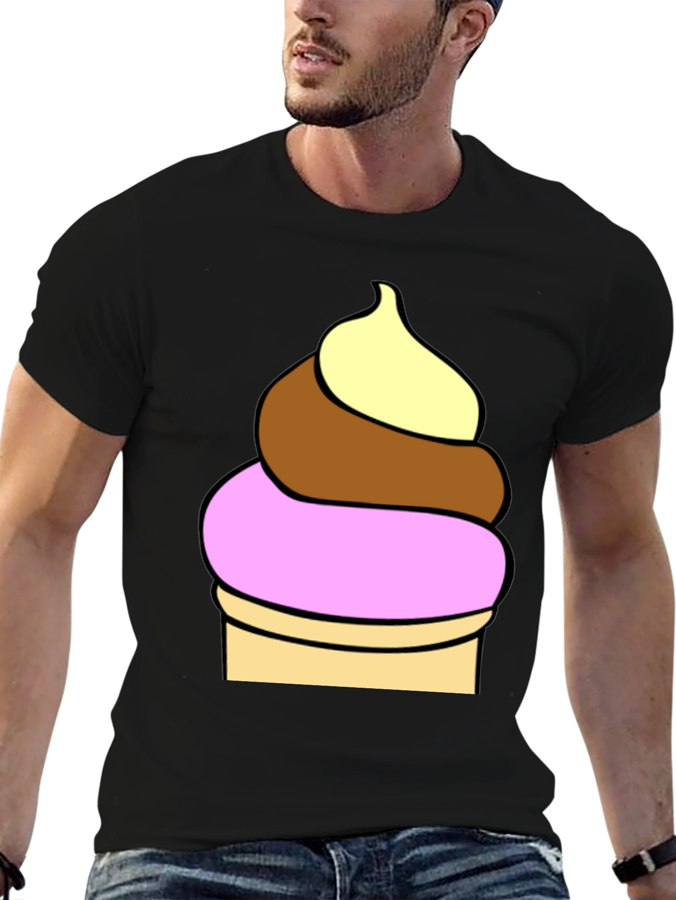 Camiseta Negra con Diseño de Helado