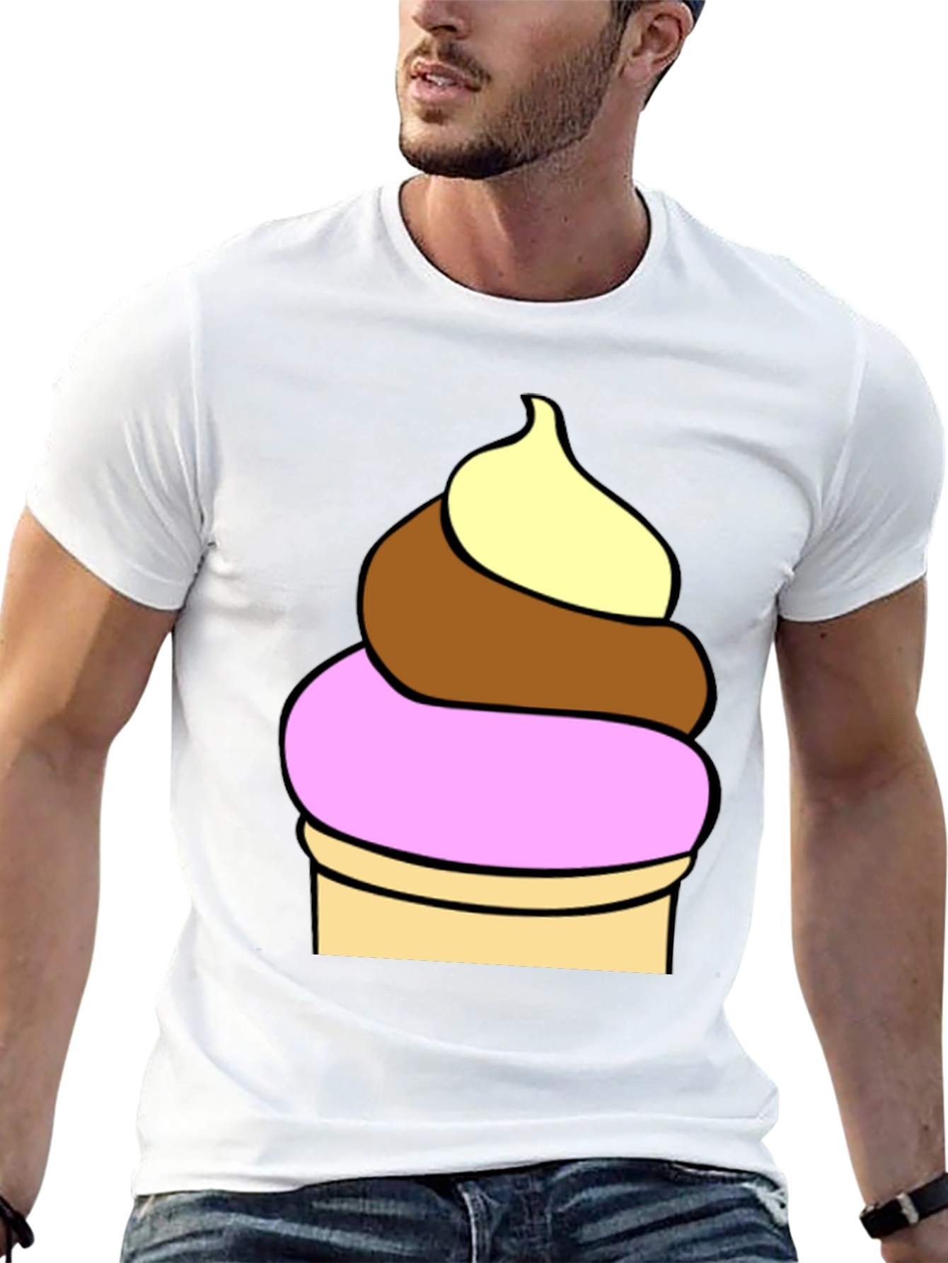 Camiseta Negra con Diseño de Helado